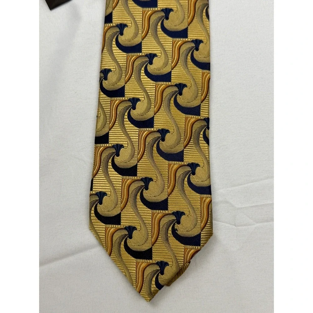 Jos. A. Bank Necktie‎ Mens Gold Signature Collection Silk Abstract Italy NEW